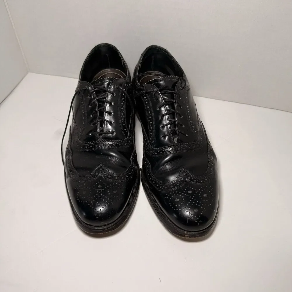 VTG Florsheim Royal Imperial Shop Black Wingtip Oxford Dress Shoes Men’s Sz 9.5